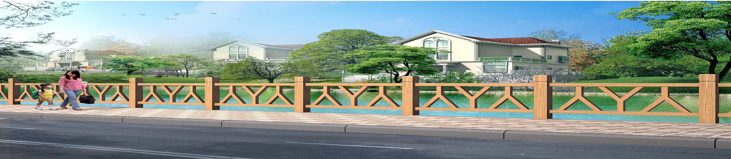 河道警示护栏仿木04