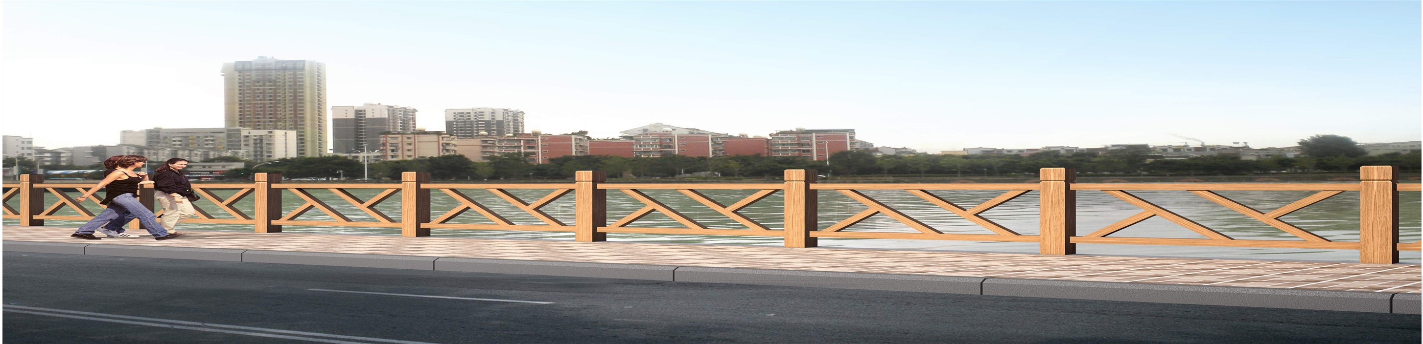 河道警示护栏仿木05